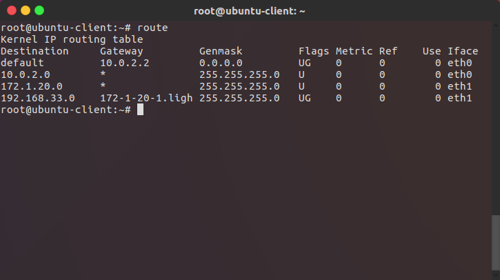 route table of client