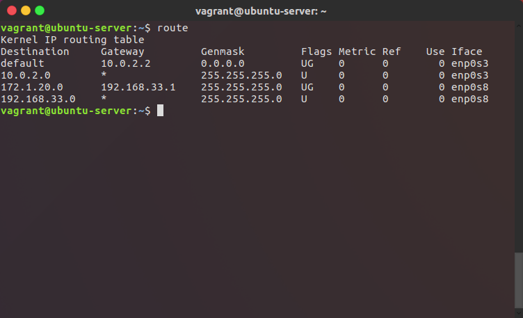 route table of server